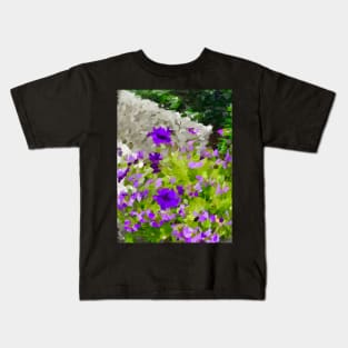 Abstract purple Petunia flower design Kids T-Shirt